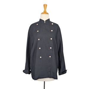 Daniela Gerini M IT 44 Black Linen Chefs Jacket NWT VTG Atelier Y2K Fits L XL